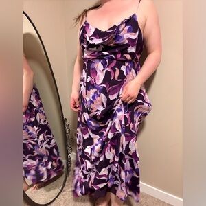 Reitmans Purple and White Floral Maxi Dress (Adjustable)
